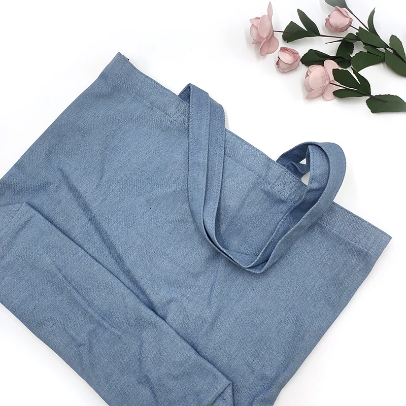 High Quality Wholesale Stylish Blank Heavy Duty Denim Tote Bag Soft Portable Cotton Fabric Shoulder Bag