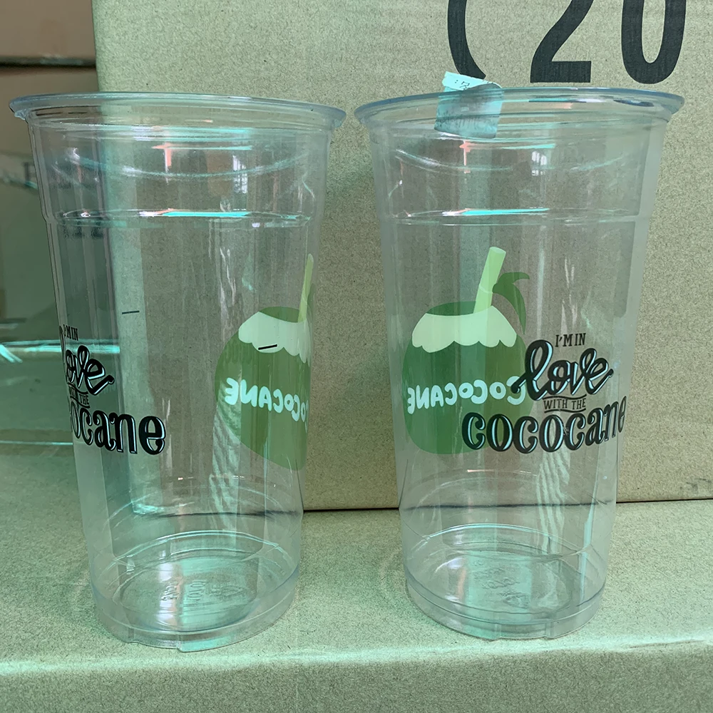 wholesale custom 20oz pet type clear disposable plastic frappe cups with dome lid transparent ice 24oz coffee cup