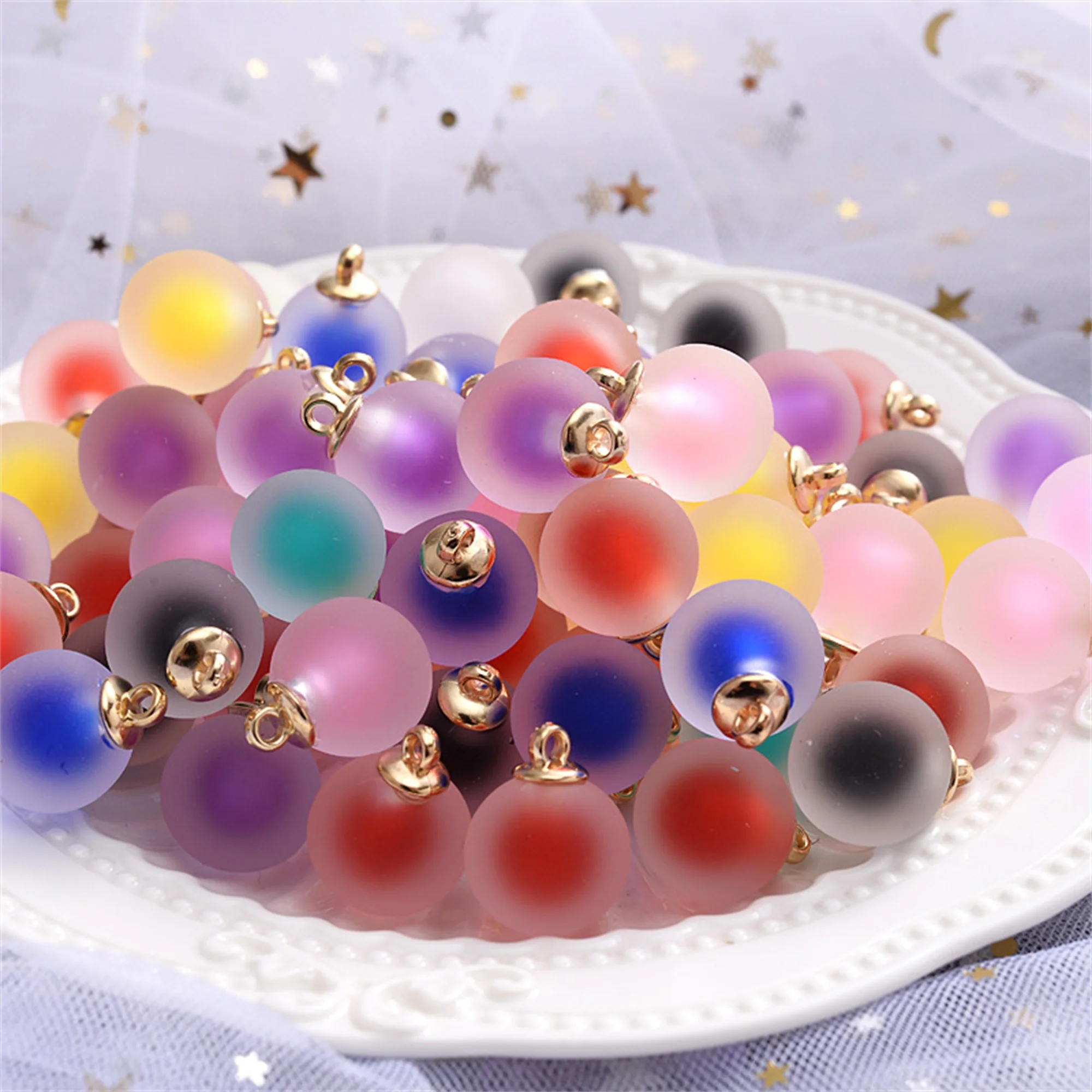 DIY acrylic glass ball round colorful beads in frosted jelly beads jewelry accessories loose beads jewelry 2022