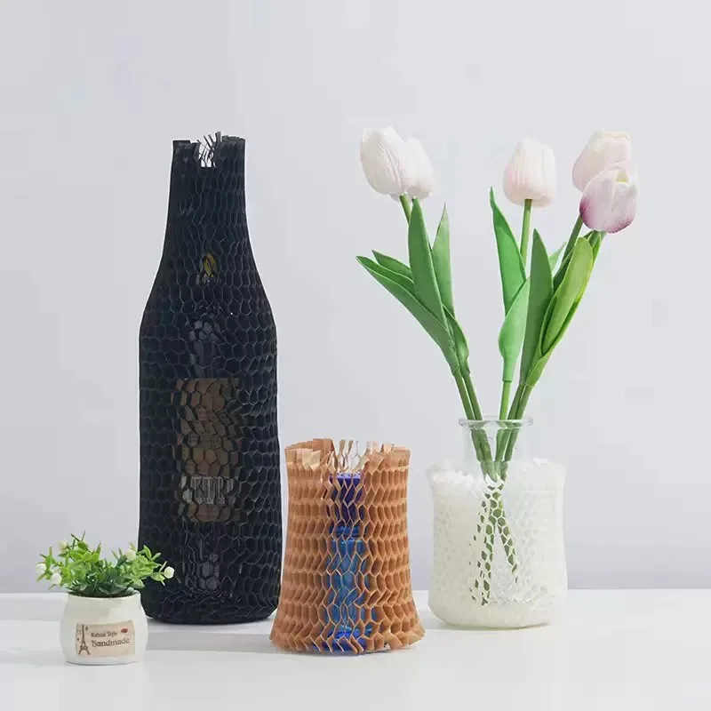 Kraft Degradable 101 Hot Selling Wine Bottle Ceramic Products Edge Protector Honeycomb Paper Sleeve Factory Wholesale
