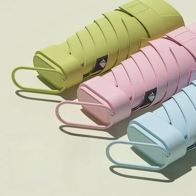 Wholesale Small Portable 6-Fold EVA handle for Adults Modern Mini Capsule pocket Umbrella with Strap Updated Hand Bag Design