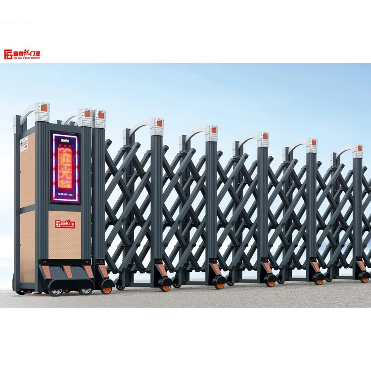 Customized aluminum retractable gate aluminum electric operated retractable gate automatic telescopic door with LED screen