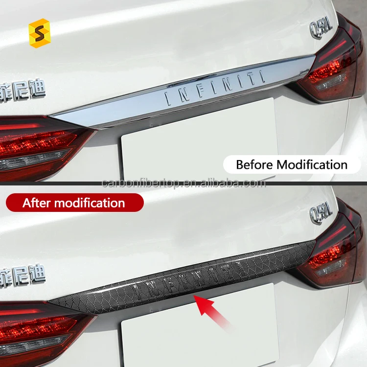 ES Car Trunk Bright Strip Decoration Real Carbon Fiber Exterior Accessories For Infiniti Q50 Q50L