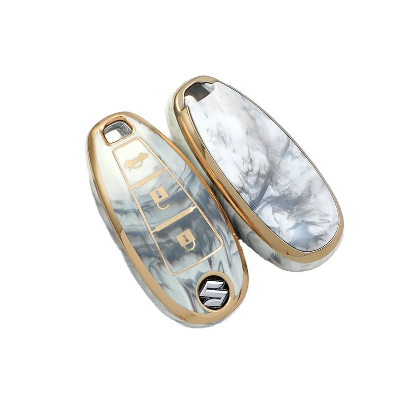 Golden Ed 3-Button Smart Key Cover Keyless Key Case Accessories for Suzuki Swift Kizashi SX4 Vitara Jimny Cars