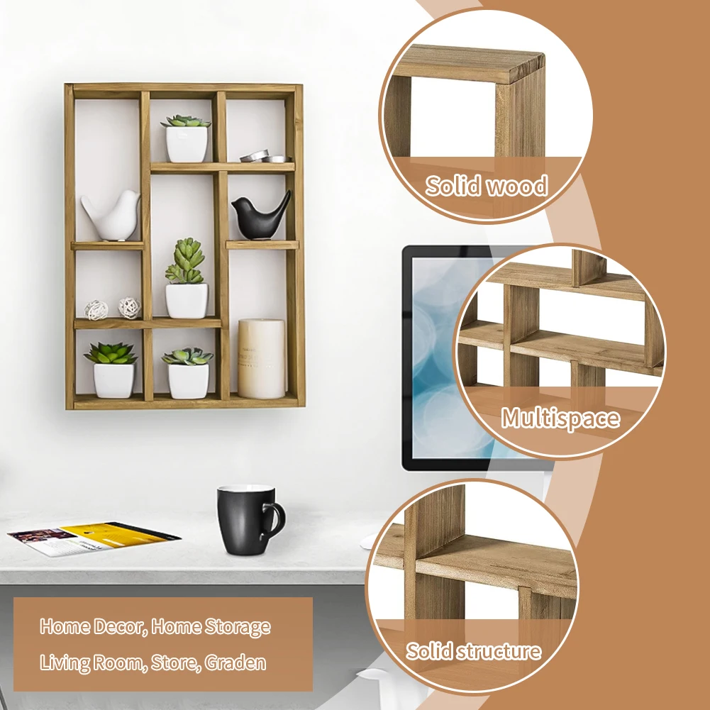 Movable Wall-mounted wood multi-compartment wall lock rank for home decor wooden floating shelves for wall decor
