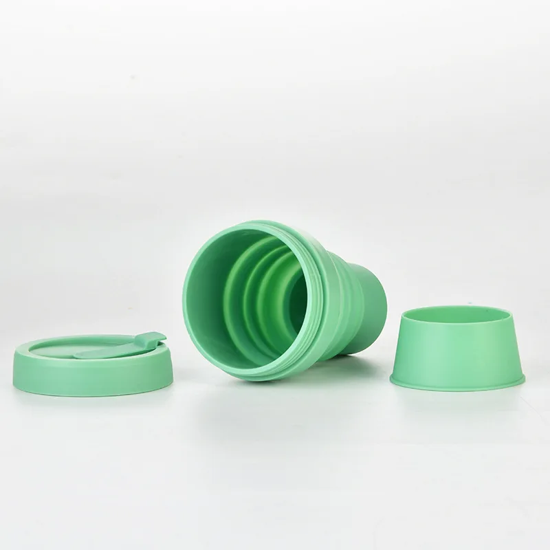New Trend Silicone Folding Outdoor Adjustable Collapsible Water Travel Cup Mug With Cover