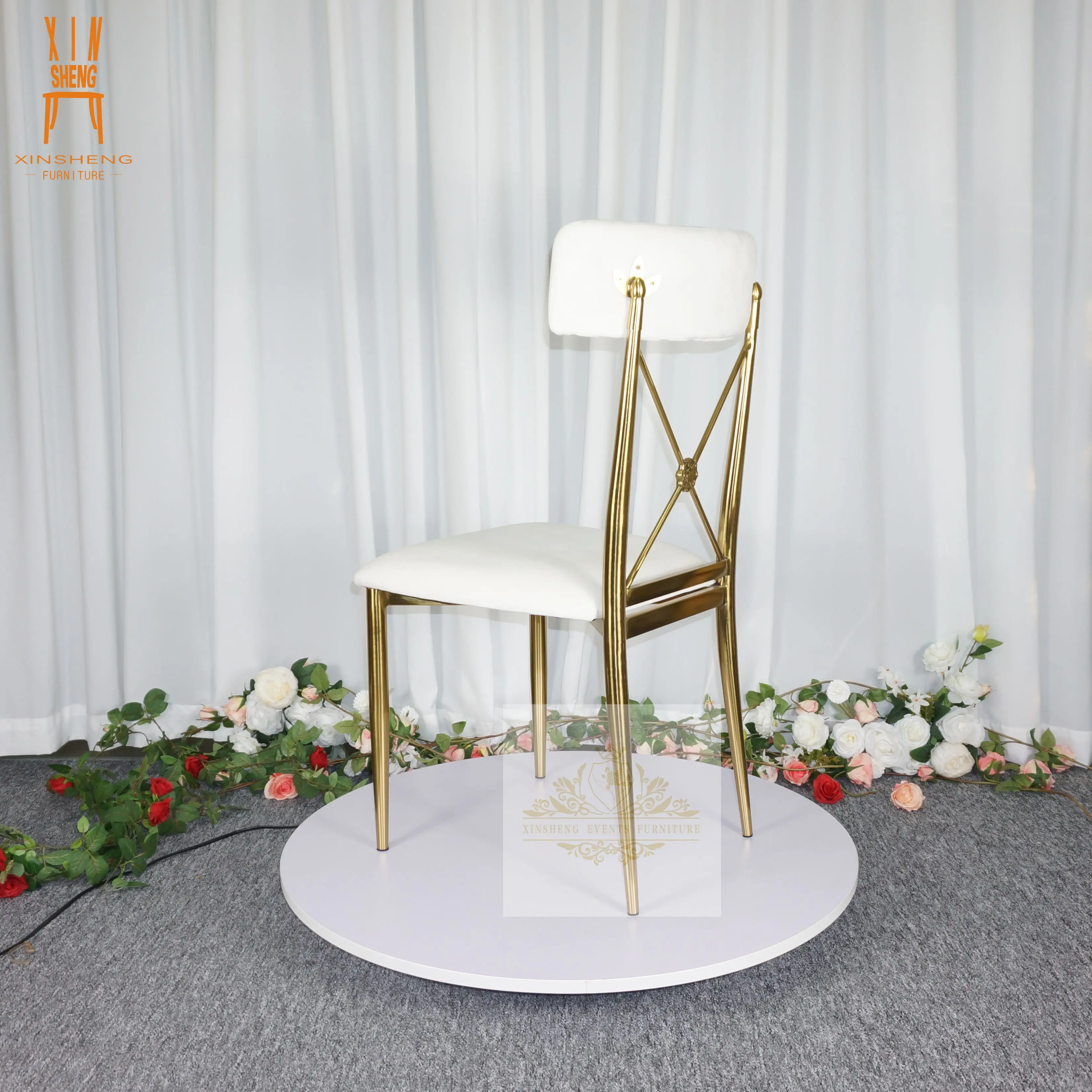 Royal event stainless Steel banquet exchangeable back wedding Chair