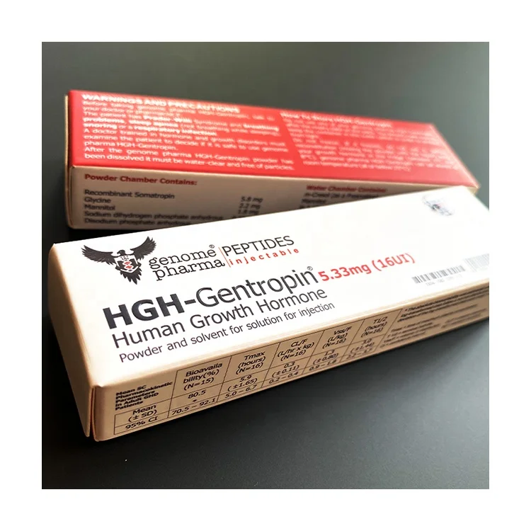 Box samples genome pharma peptides packing HGH-Gentropin hormone powder and solvent paper box