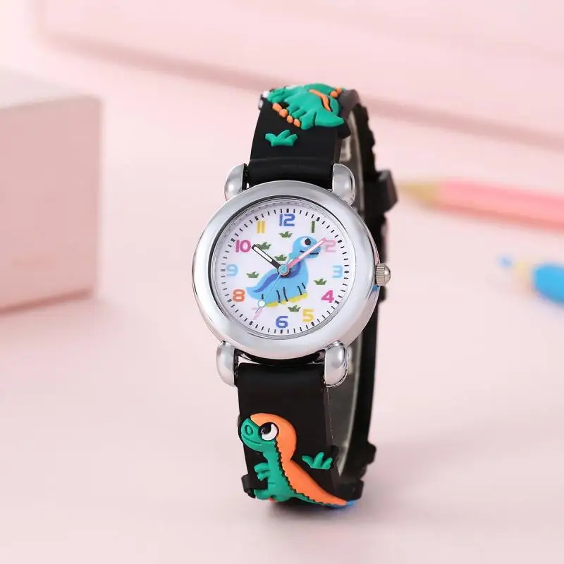 D-04023 Cute cartoon dinosaur student quartz electronic watch 3D cartoon pattern silicone PVC strap watch