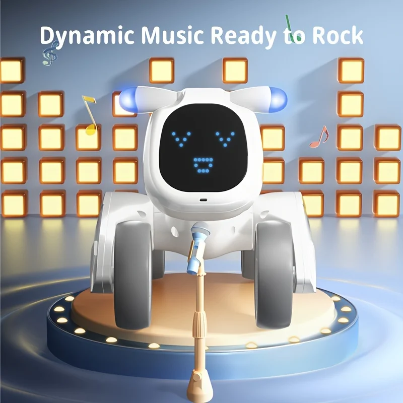 Robot Dog Toy with Face Expression Lights Smart Interactive Talking Robot Toys with Voice Control Touch Sensing Robot Pet