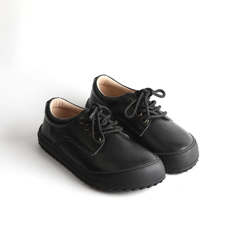 Babyhappy Factory Patent 2024 New Breathable Light Weight Genuine Leather Zerp Drop Wide Toe Barefoot Shoes For Child