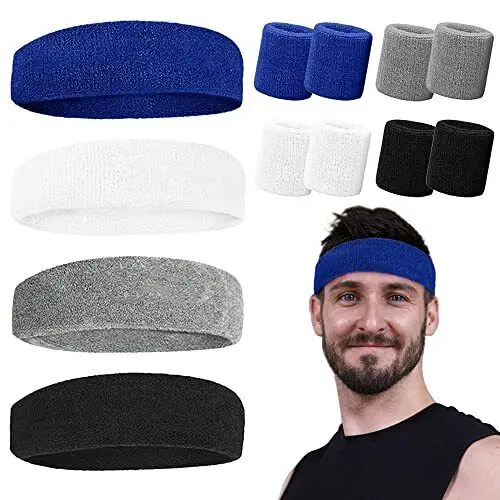 Custom Running Absorb Sports Tennis Gym Running Polyester Cotton Wristbands Sweat band Headband Sweatband