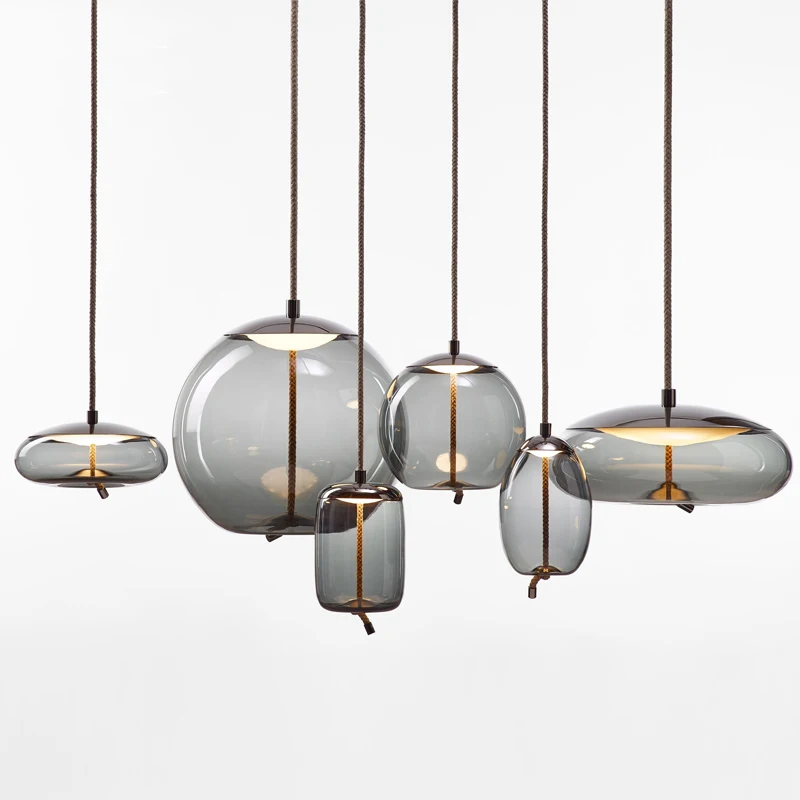 Nordic style dining room chandelier single-headed bedroom bedside lamp bar creative personality light luxury glass window lamps