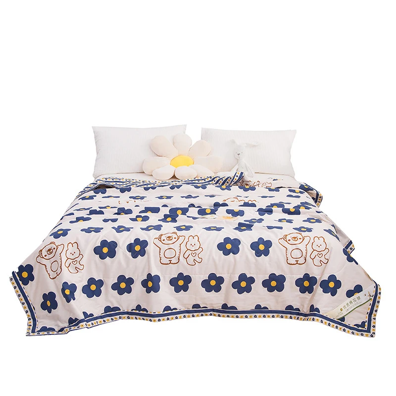 2022 New Printed Summer Cool Quilt for Air-Conditioned Room Office Kids Room Dormitory Cotton Quilt