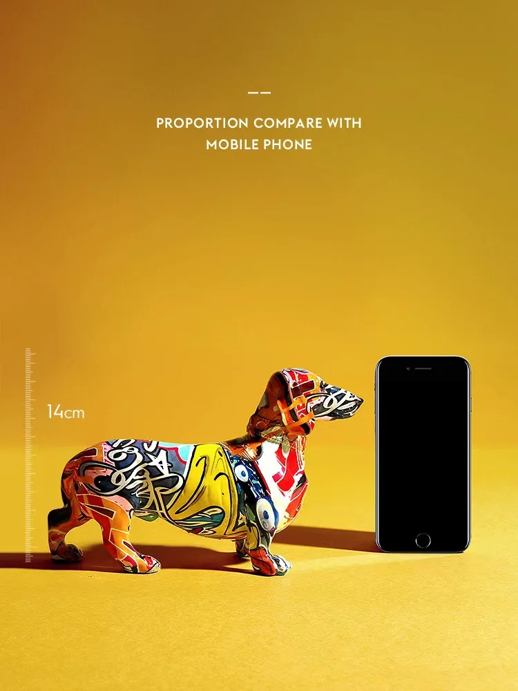 New Animal Colorful Popular Hot Sell Living Room Home Decorative Luxury Ornaments Dachshund Dog Sculptures Handicrafts