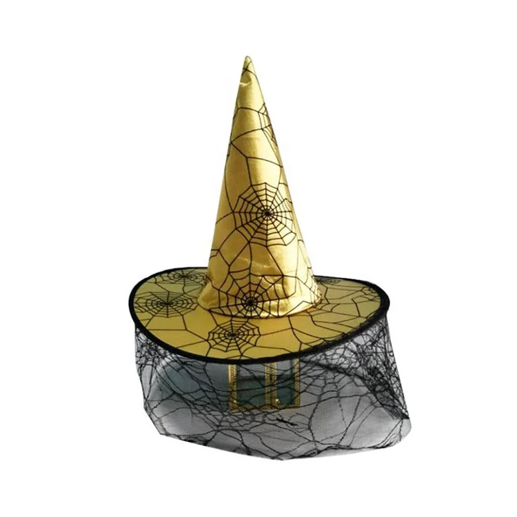 Spider Web Wizard Hat Halloween Party Supplies Polyester  Magical wizard hat Black Costume Cosplay party hats