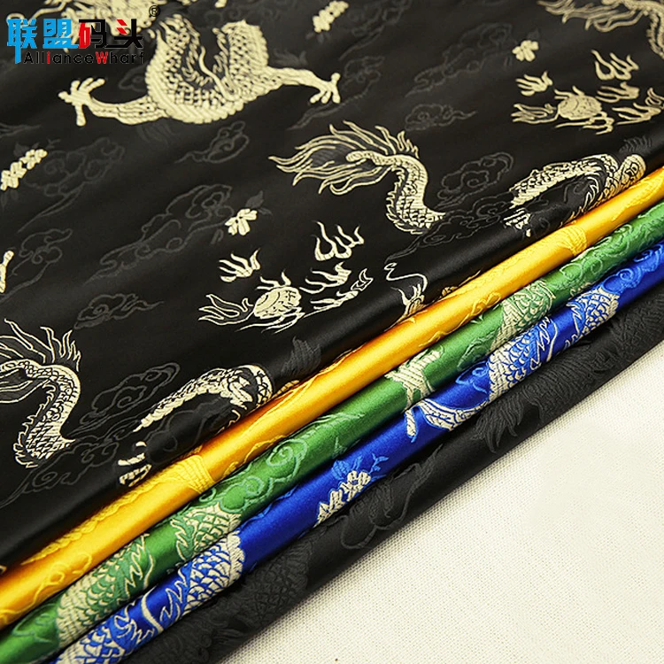 Chinese Dragon Unique Style Woven Jacquard In Stock Brocade Fabric For Designing Luxury Clothing Home Textile Tablecloth Decor
