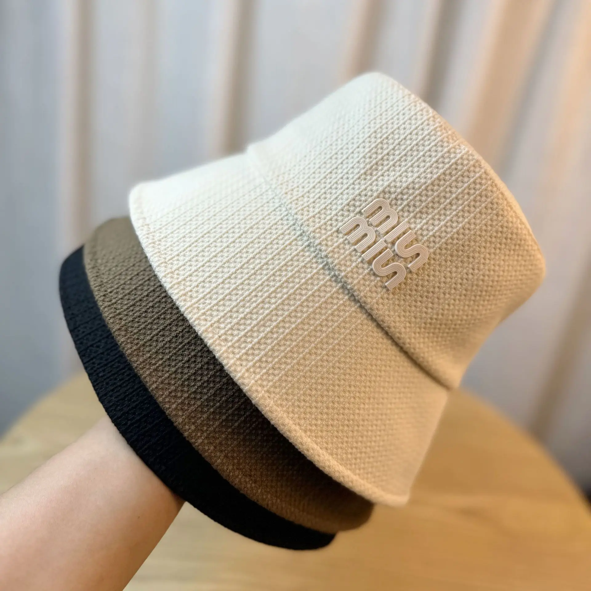 Autumn winter WAFFLE letter bucket hat women panama fisherman hat