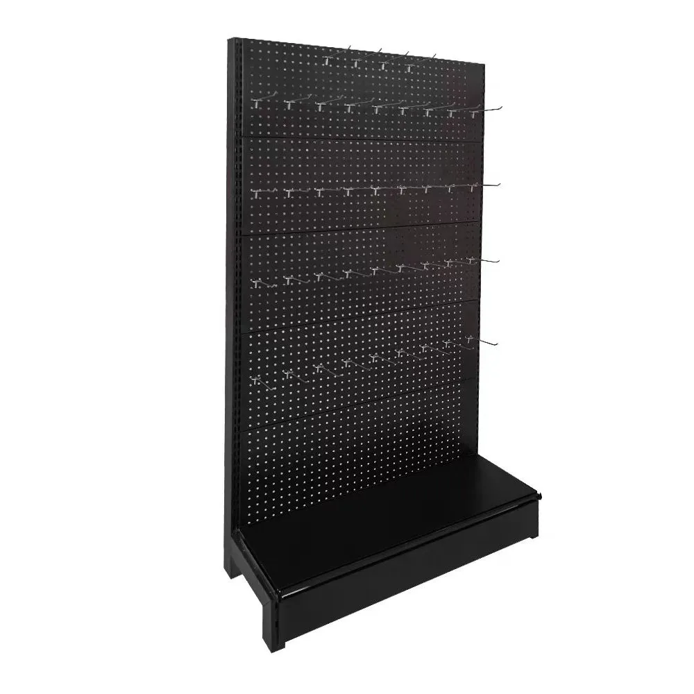 Customized Metal Pegboard Display Rack with Shelves Square Hole Tool Display Pegboard Hook Set Stand Type