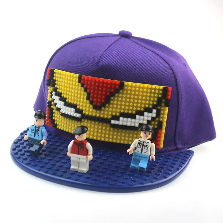 Factory Direct Sale DIY Building Bricks Flat Brimmed Cap with Pixel puzzle games Blocks Christmas hat