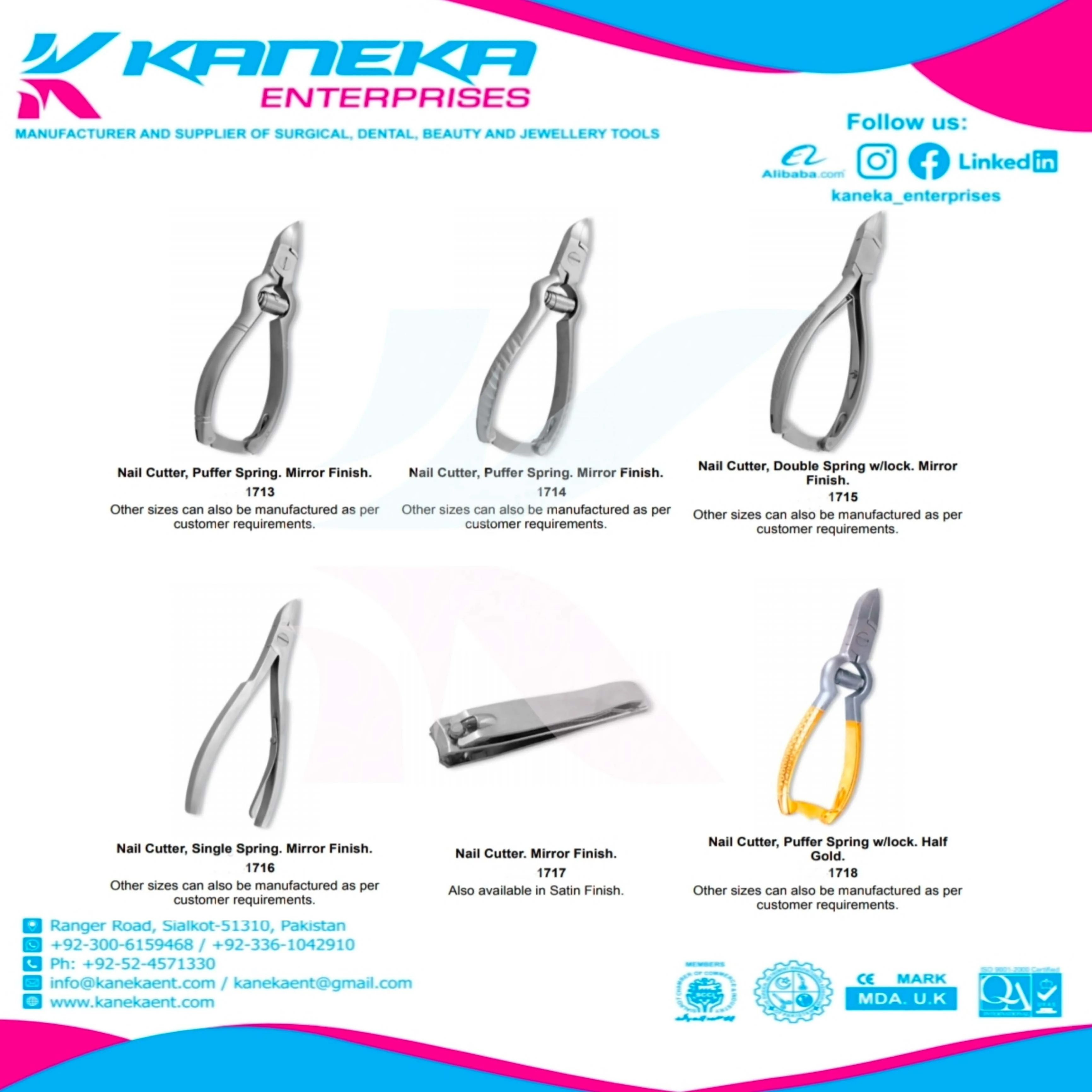 Premium Polished High grade stainless steel Nail Pliers/Pedicure Nail cutters with customized shapes, colors, packing and logo