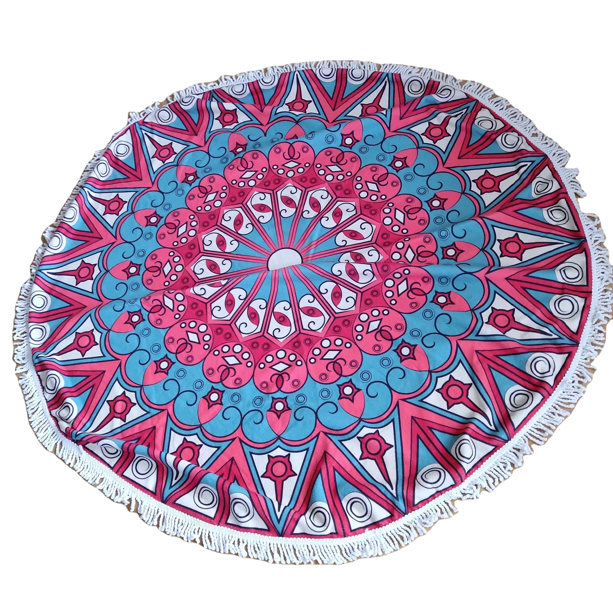 
Fast dry Customized printed 100% polyester microfiber round beach towel 