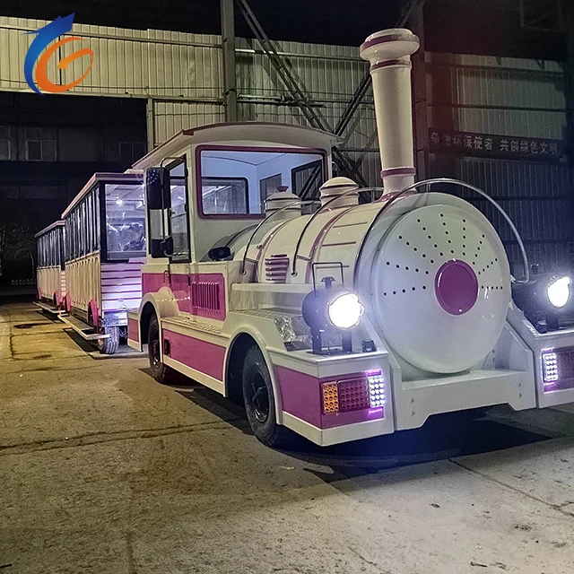 Fuel powered sightseeing trains and trackless train amusement equipment produced by Chinese manufacturers for tourist attraction