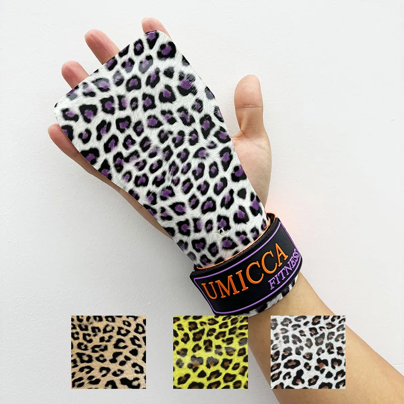 Umicca Crystal Leopard Custom Gymnastic Heavy Duty Palm Protector Best Training Weight Lifting Grips Pads