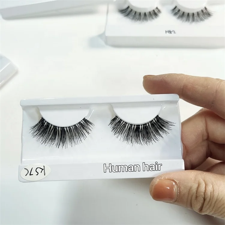 Sunland Wholesale Hand Made False Eyelashes Human Hair Lashes Private Label Eyelash With Lashbox Packaging