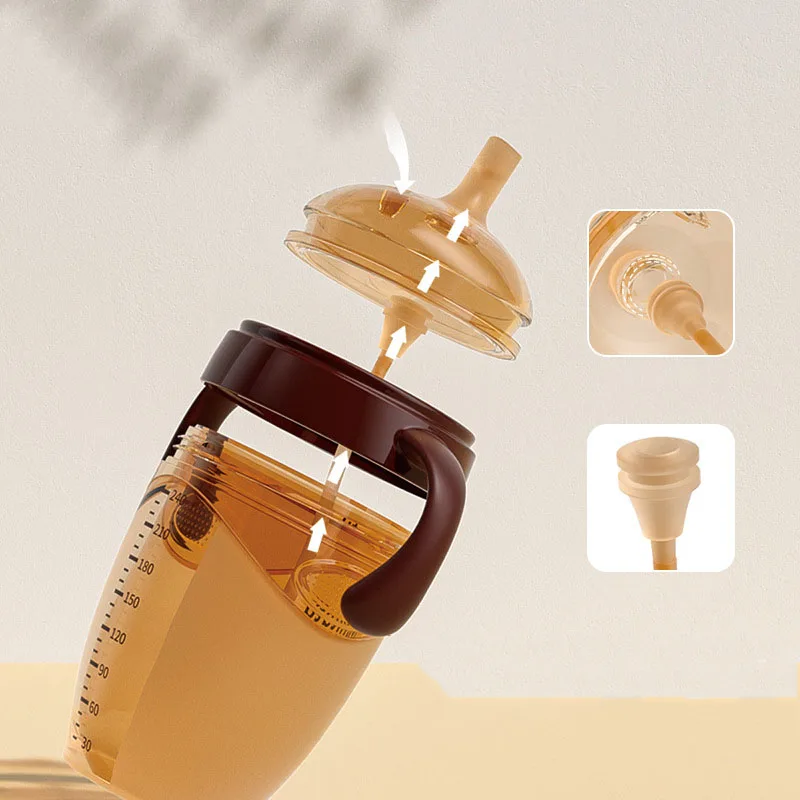240ml Wide Caliber Silicone Milk Bottle Water Absorbing Cup PPSU Weaning God Silicone Milk Bottle
