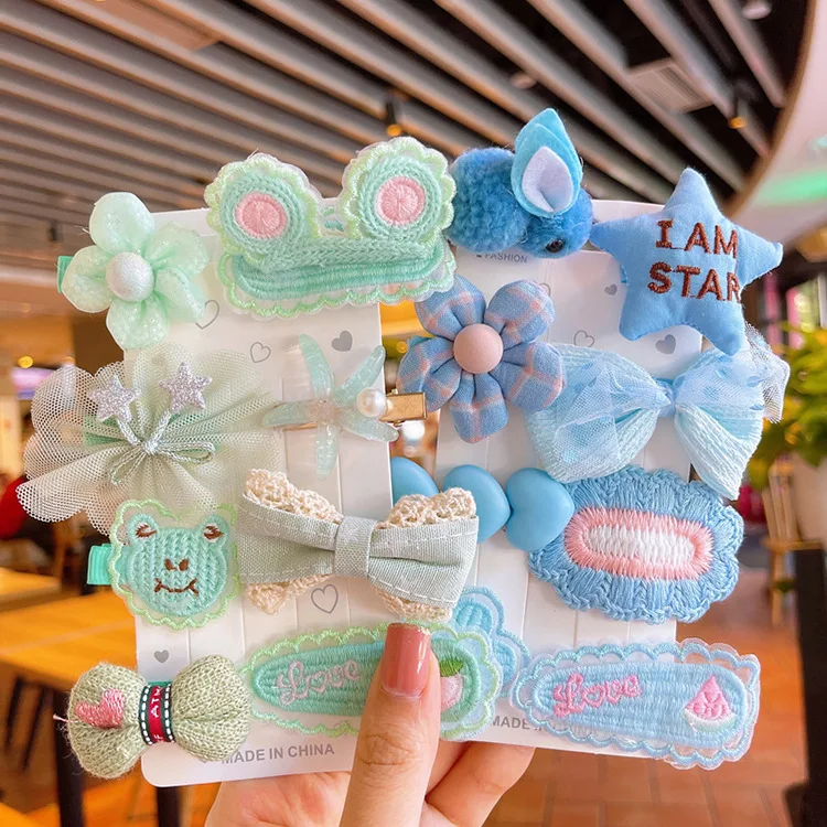 New Children Exquis Hair Clips Sets Hair Accessories Cute Cartoon Scrunchies Rubber Hairpins Girls Sweet Hair Tie Kids Clips Set