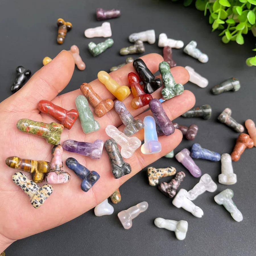 Wholesale Natural Mini Crystal Dildo Semi-precious Stone Crafts Hand-carved Mixed Quartz Crystal Penis
