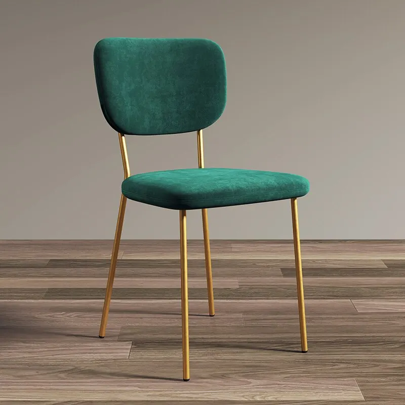 Wholesale Nordic Home Furniture Luxury Fabric Green Velvet Dining Chair Gold with Metal Kitchen Living Room Modern Stack 5kg Leg