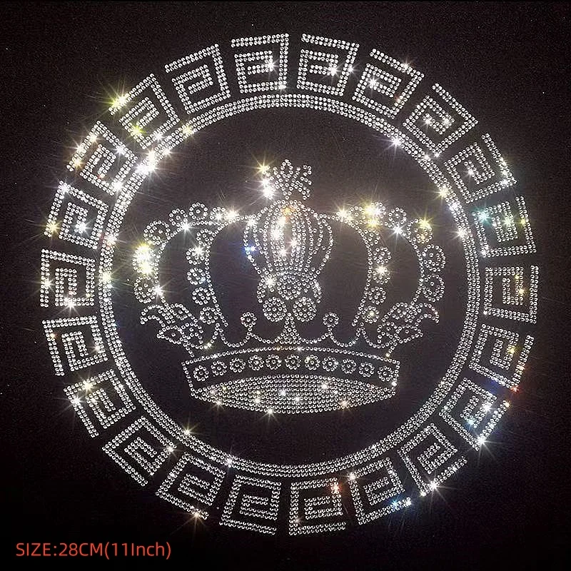 Customized Clothing Heat Transfer Printing Rhinestone Hot Diamond Pattern Clothing Design White Crown Crystal Diamond Pattern
