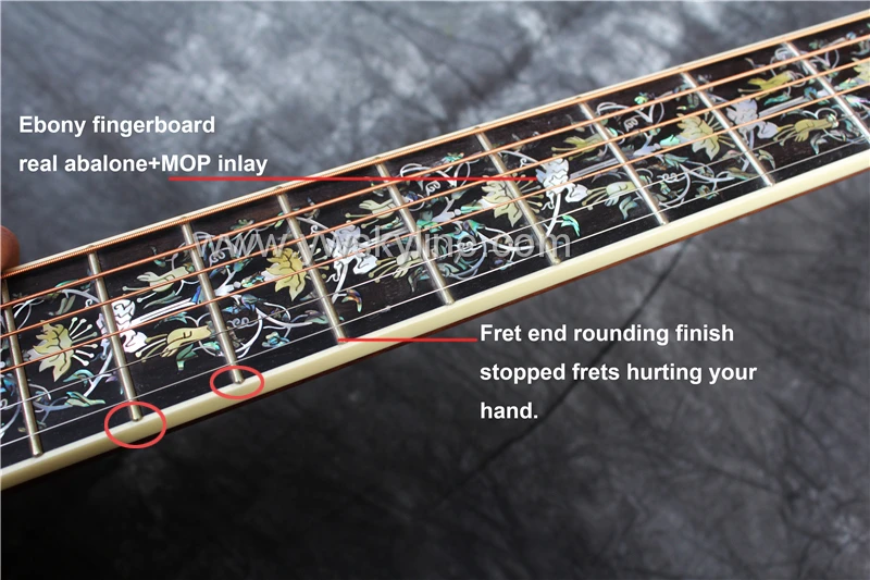 solid rosewood acoustic guitar,  Deluxe abalone inlay hand made  guitars