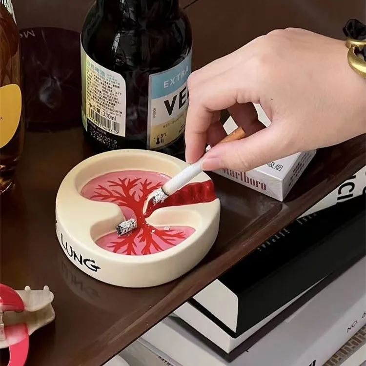 Home Office Smoking Resin Crafts Souvenirs Personalized Creative A Pink Lung Heart Shaped Resin Ashtray