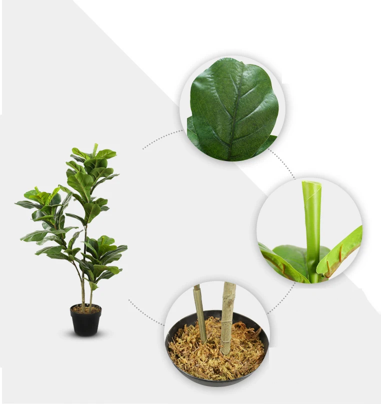 Artificial Plants Indoor Potted Plant Fiddle Leaf Fig Tree Ficus Lyrata Eco-Friendly PEVA Rubber Tree For Home Garden Decoration
