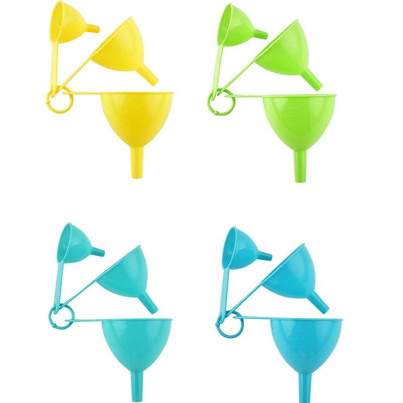 Plastic large small different size funnel cheap price thicken beer funnel for laboratory kitchen set of 3 pcs