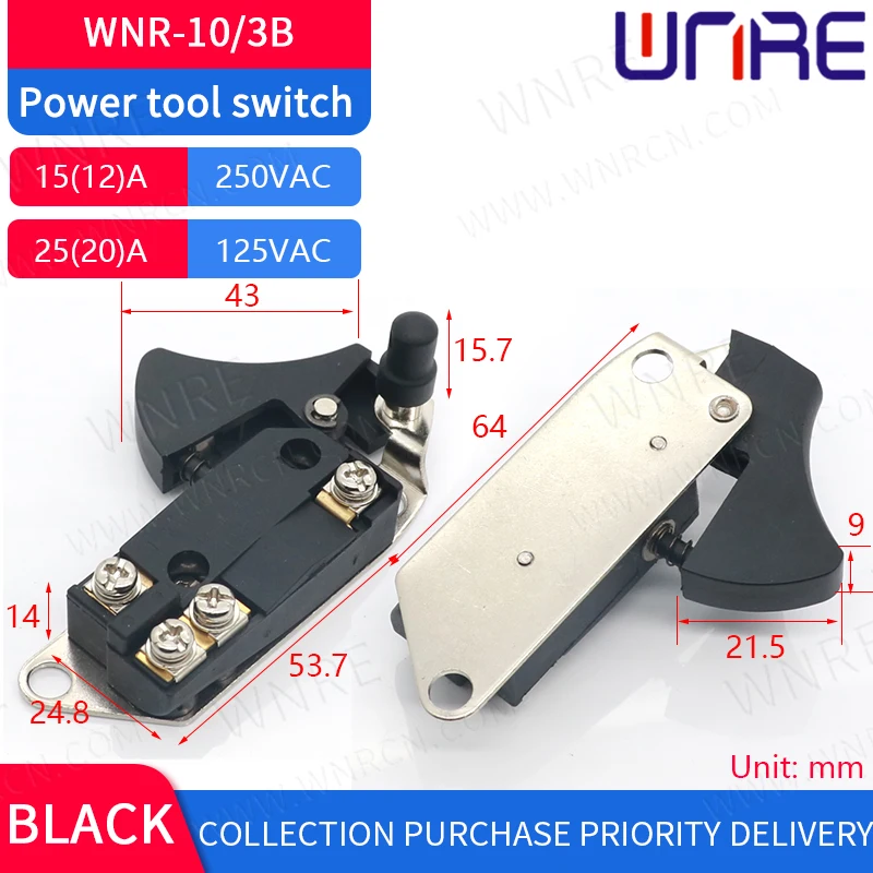 WNR-10-3B 15(12)A 250V Electric Drill Control Switch Cordless Trigger Switch for Power Tools Electric Drill Switch