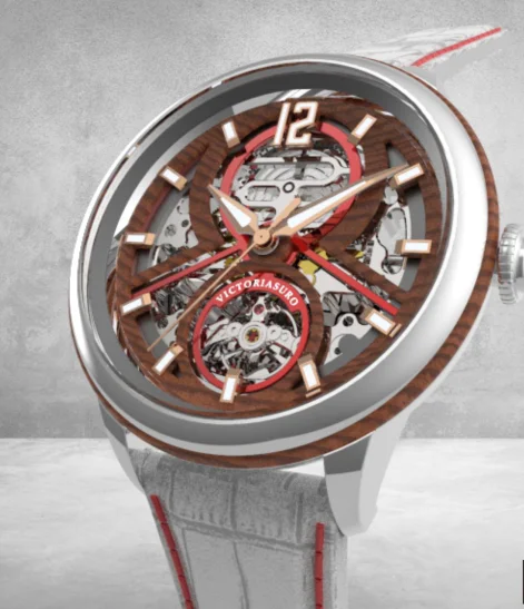 Wood Tourbillon Movement Men Watches Mechanical Automatic Wrist Watch Case Business Custom logo combination of steel and wood