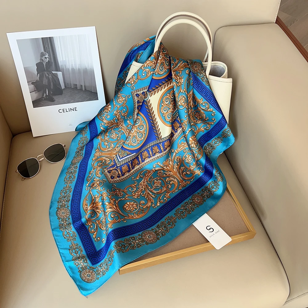 Wholesale 2024 New Styles 70*70cm  Silk Square Head Hair Scarves neck Tie Scarf Bandanas Women