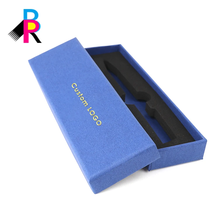 Custom Logo Rigid Paper Packaging Boxes Luxury Jewelry gift box Blue Luxury Pen Box With Insert
