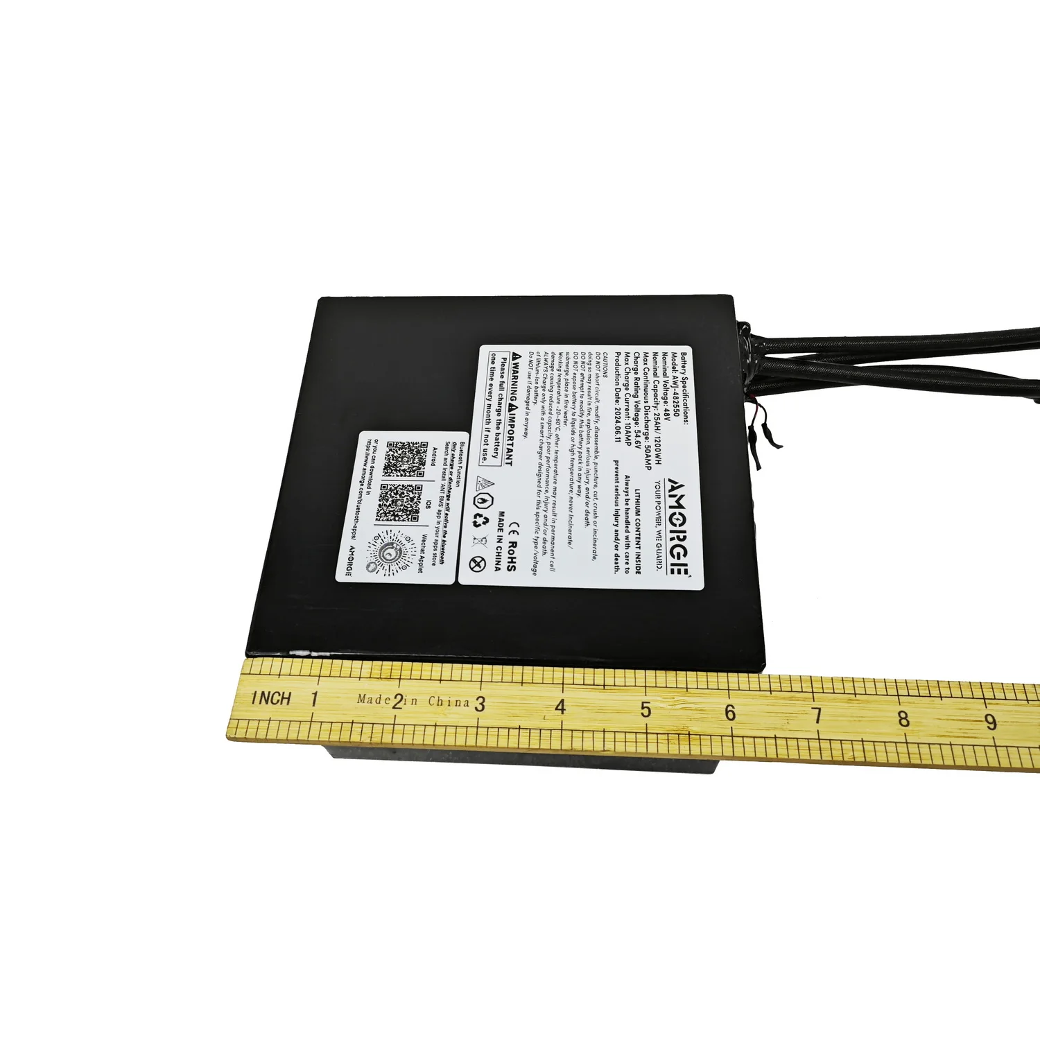 AMORGE 48V 25AH 50AMP Lithium Battery Pack with ANT Bluetooth BMS