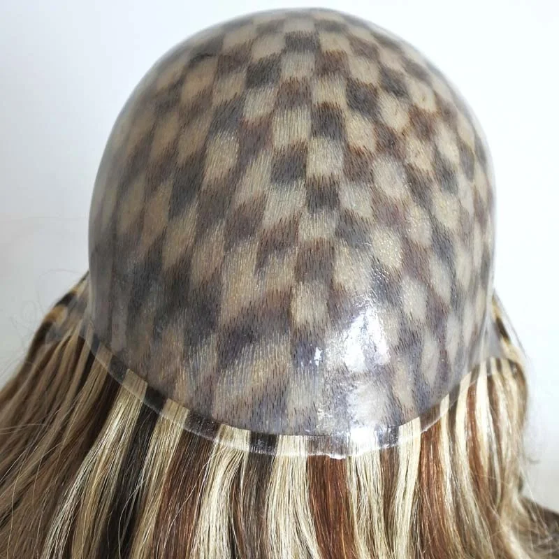 Anti slip silicone lifted injection skin base human hair toupee