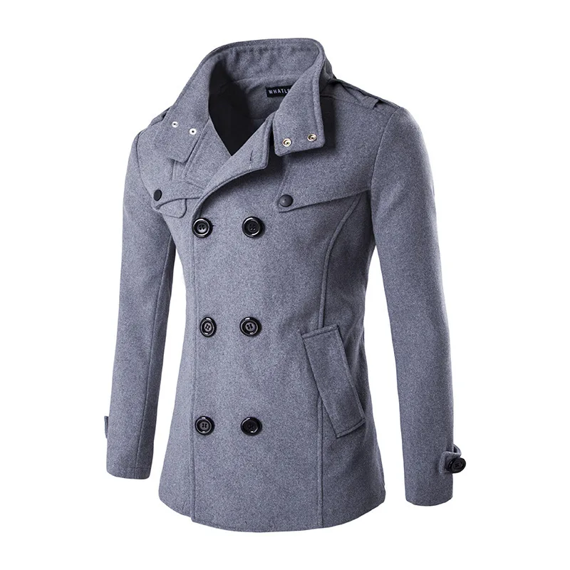 Wholesale Trendy Overcoat Woolen Long Coat Men Cardigan Sweater Coat Double-breasted Men Coats And Jackets
