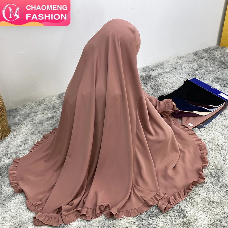 2338# Eid high quality nida new prayer hijab cute ruffle muslim women one layer jazz khimar niqab 16 colors