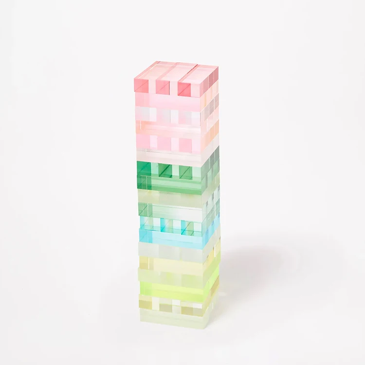 JERY High Quality Clear Acrylic Stacking Tower  Puzzle Game Tumbling Tower Game Block Toys acrylic cubes for boardgames