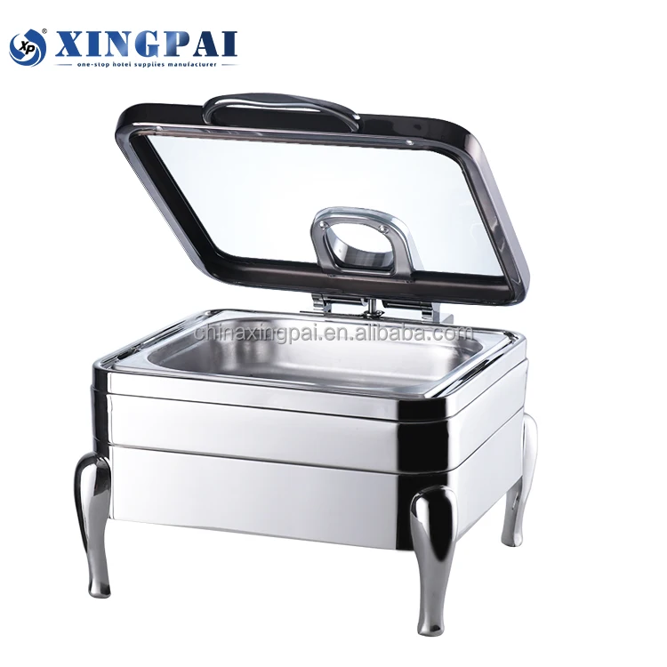 XINGPAI Restaurant Hotel Supplies Cheffing Dishes Luxury Buffet Chafing Dish Food Warmer Sets With Visible Glass Cover