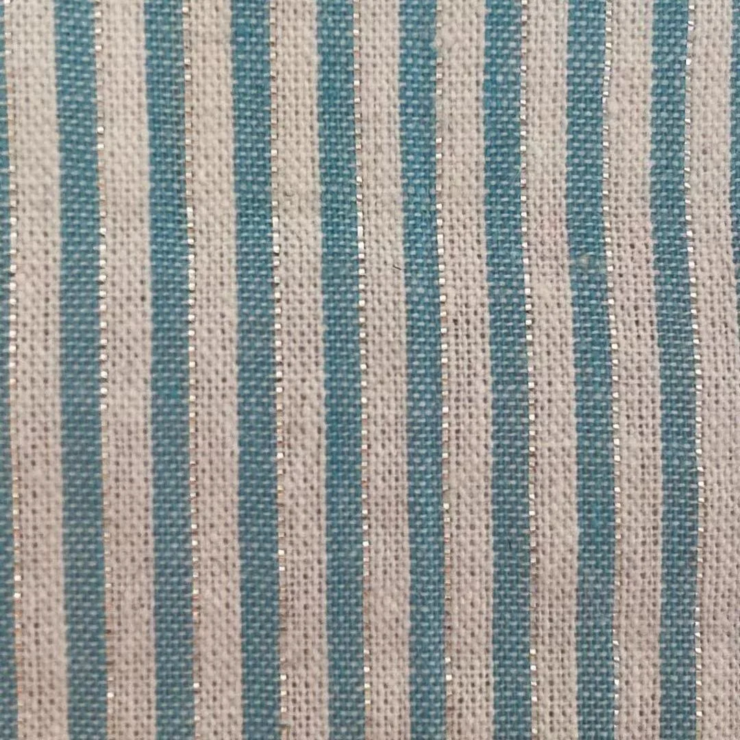 Wholesale Yarn Dyed stripes Fabric, Cotton + Silver metalic yarn stripe fabric