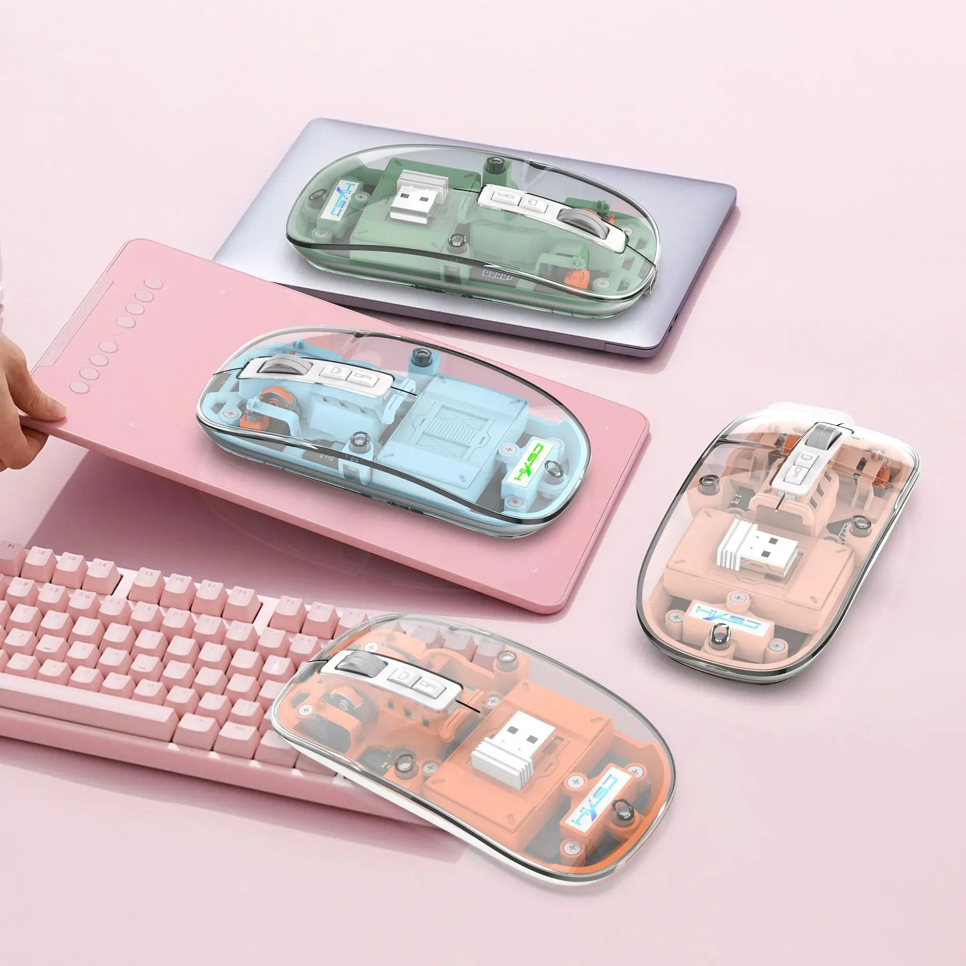 T900 Transparent Wireless Mouse 2.4G/Bluetooth 5.1 Magnetic Suction Silent Breathing Light Charging Charged Display Mouse